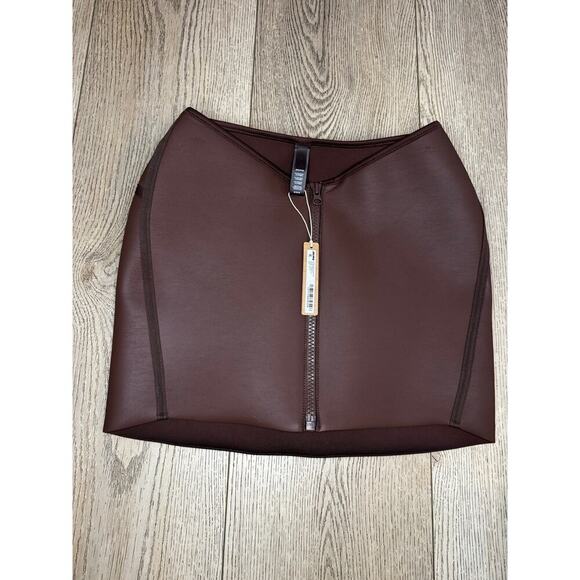 Skims Rubberized Scuba Swim Mini Skirt Brown Size M - Picture 3 of 5